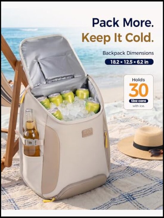 Cooler Backpack Insulated Lunch Bag for Beach Picnic Hiking Camping Leakproof